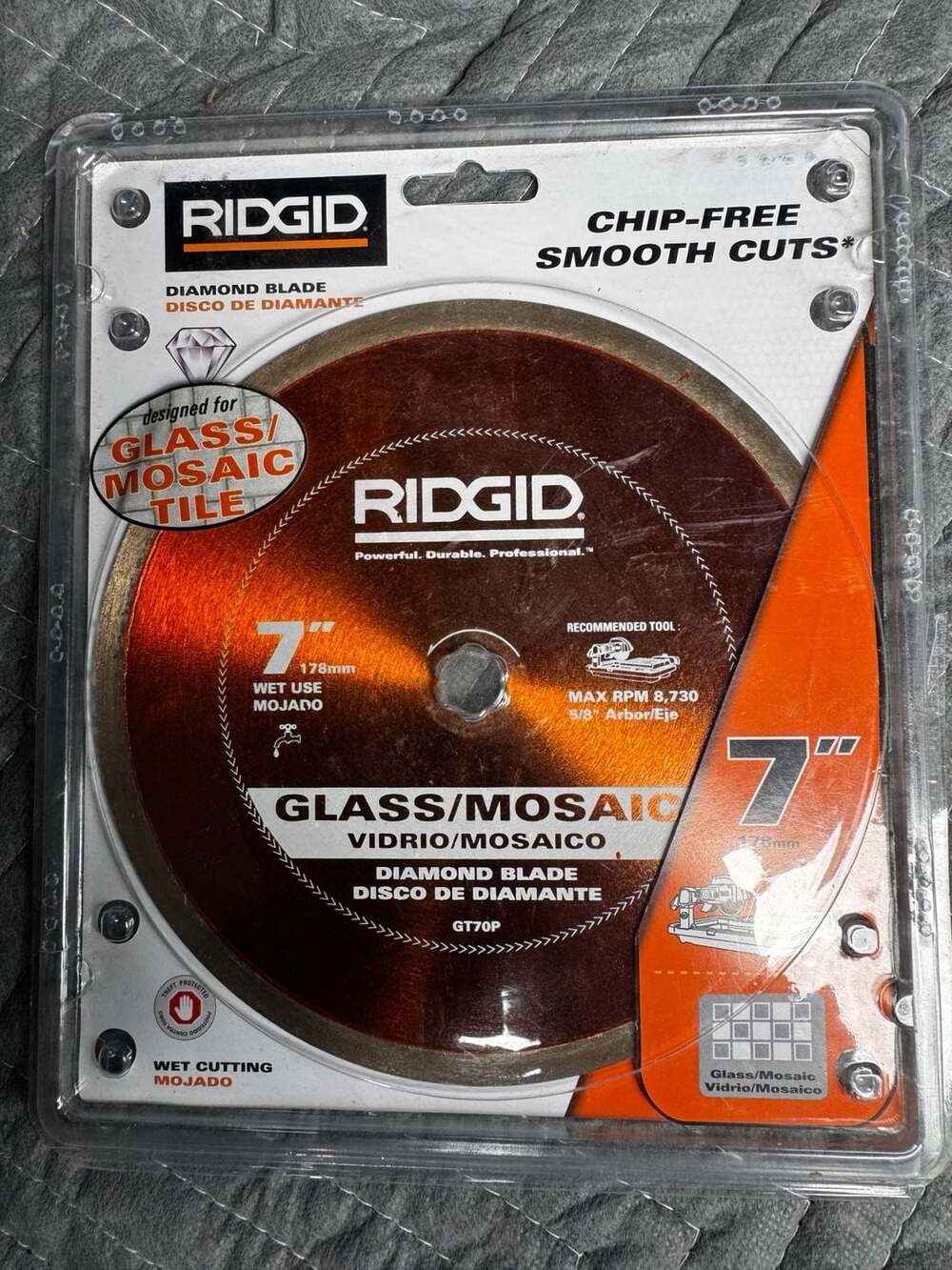 Ridgid 7-inch Glass/Mosaic Diamond Blade GT70P